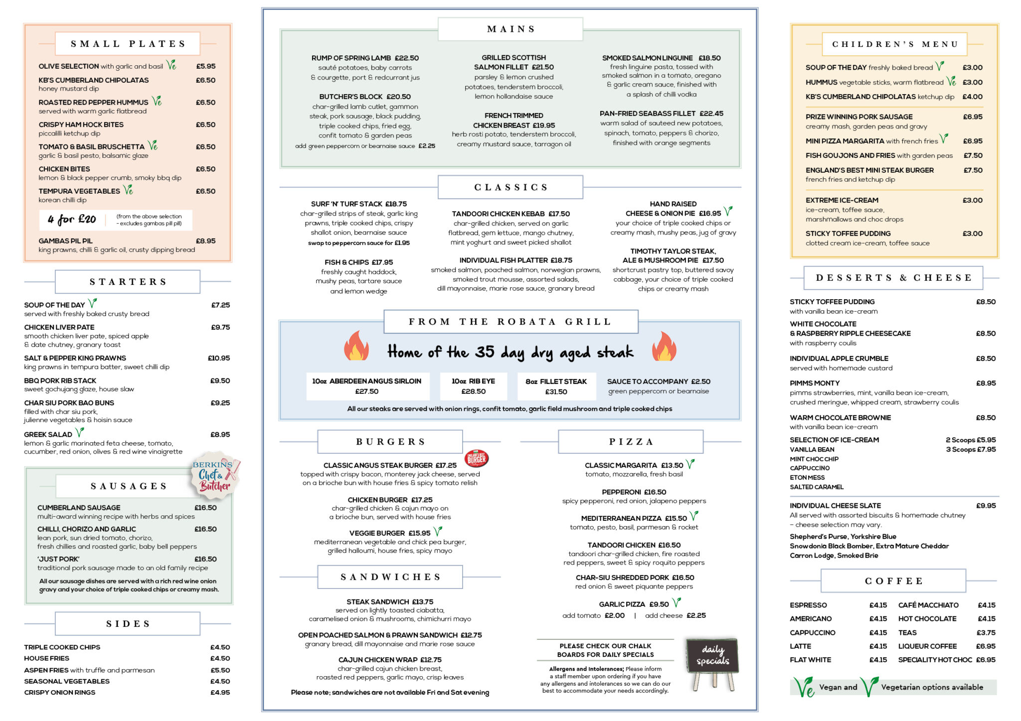 Menu - The Eagle at Barrow